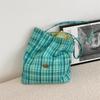 New Large-capacity Simple Shoulder Plaid Bag, Light Commuter Canvas Bag, Double-sided Dual-purpose Tote Bag