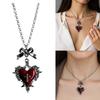 Multifunktionales gotisches Choker-Halsband für Damen mit Kreuz-Anhänger und Herz-Schleifenknoten-Akzent Partyzubehör Outfits