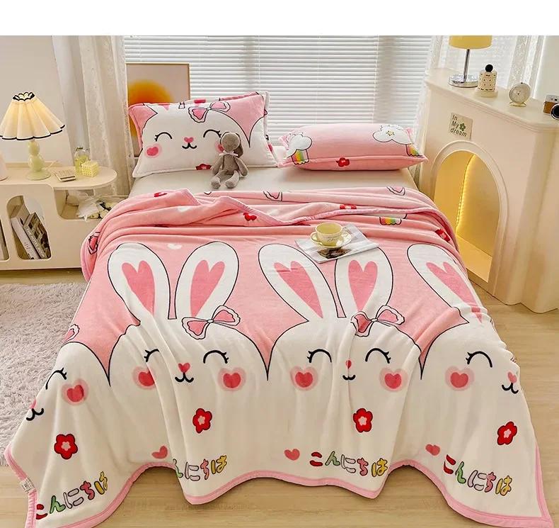New Milk Fiber Printed Blanket 300G Cloud Mink Velvet Cover Blanket