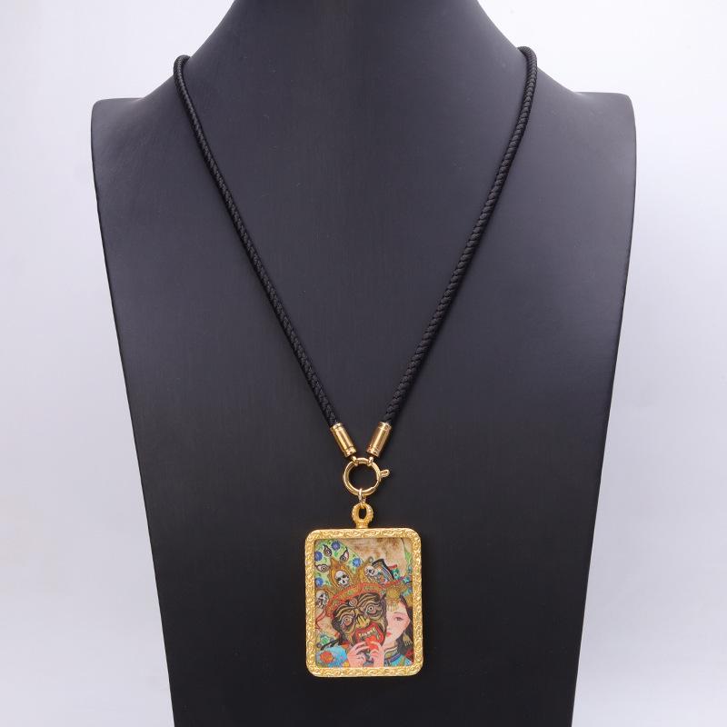 Tibetan Buddha Amulet Necklace with Thangka Pendant & Titanium Steel Quick-Release Buckle