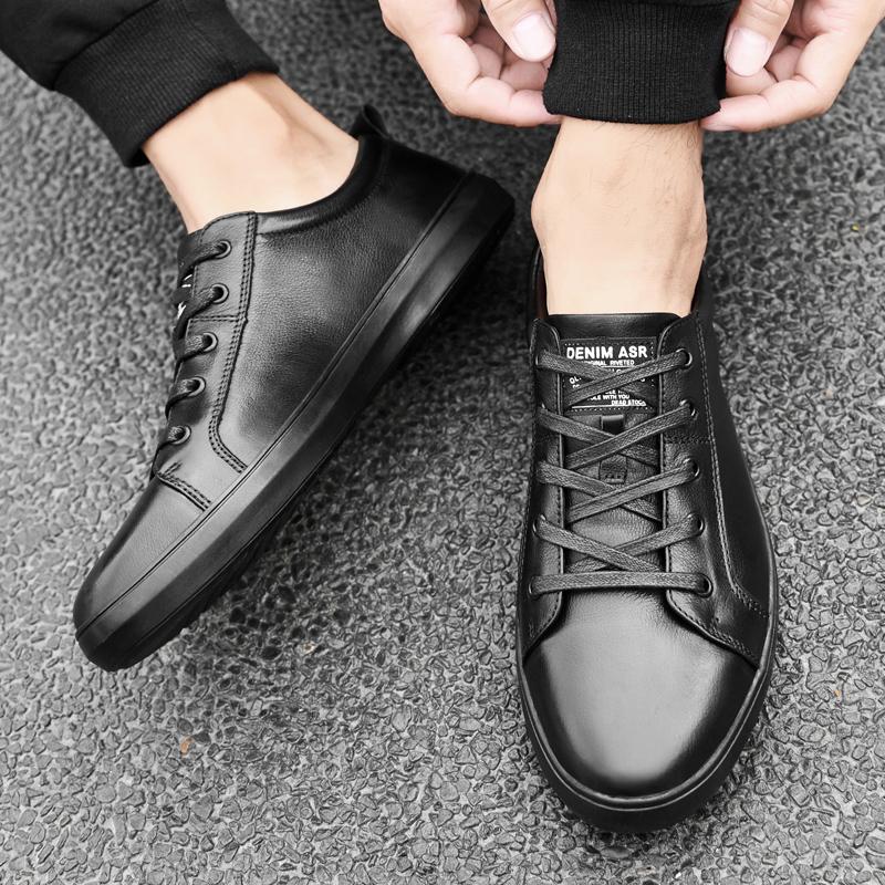 Pánské ležérní šněrovací tenisky, módní a pohodlné tenisky Ležérní pánská obuv z pravé kůže