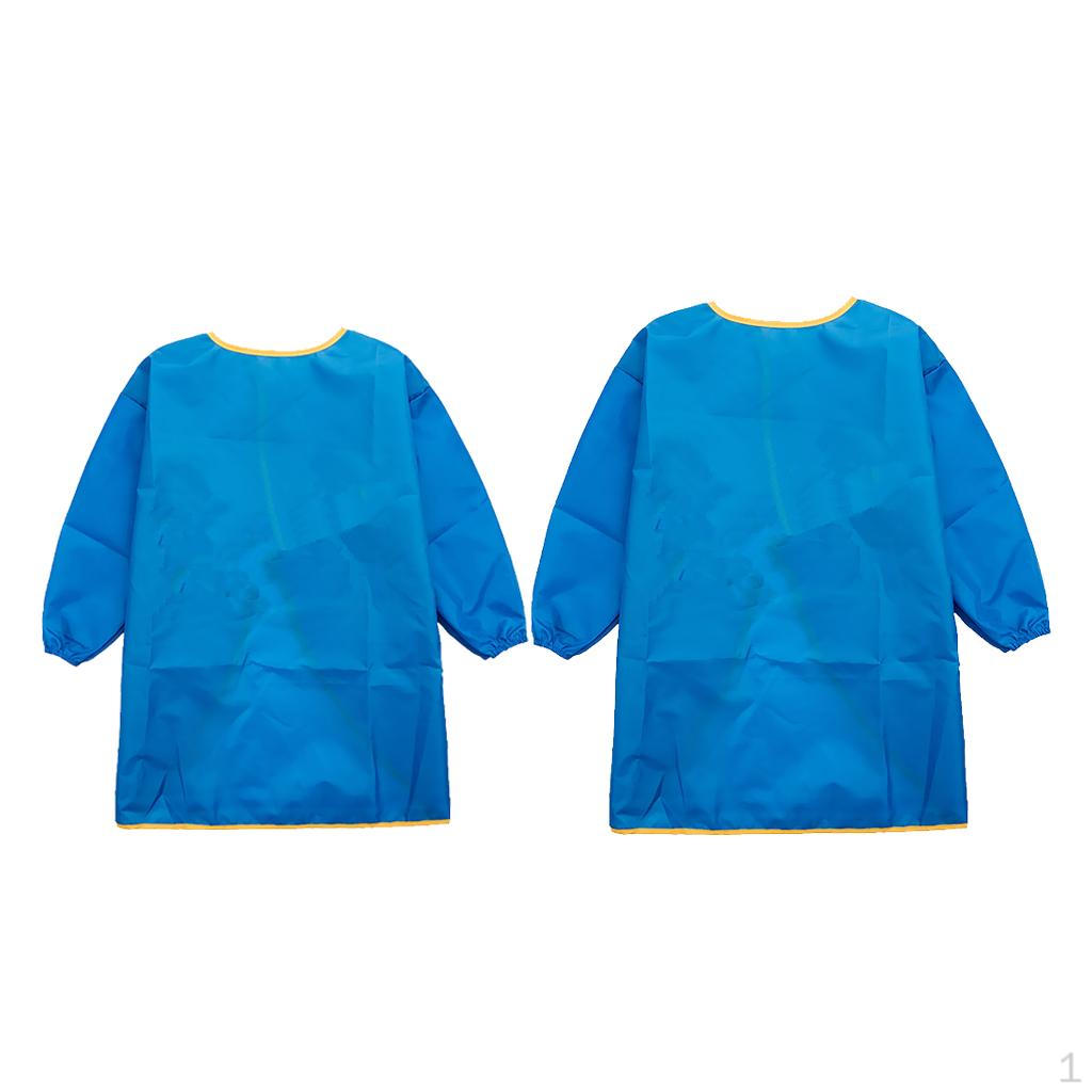 

2x Kids Long-sleeve Waterproof Apron Cooking Painting Toddler Smock