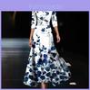 Sommer-Polyester 3D-Effekt-Print V-Ausschnitt Midi-Kleid für Büro-Chic-Frauen