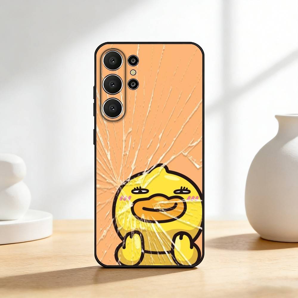 Funny Yellow D-Duck Cute Phone Case For Samsung S26,S25,S24,S21,S22,S23,S30,Ultra,S20,FE,Lite,10,9,Black Cover