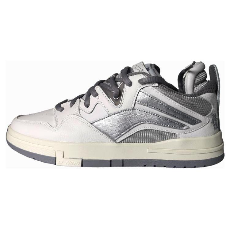 New LiNing Wave Pro Low Top Skateboard Shoes Men's White Gray AECT071-1