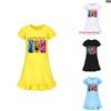 Kpop Demon Hunter Girl Short Sleeve Pajama Dress With Ruffle Skirt For Kids Homewear