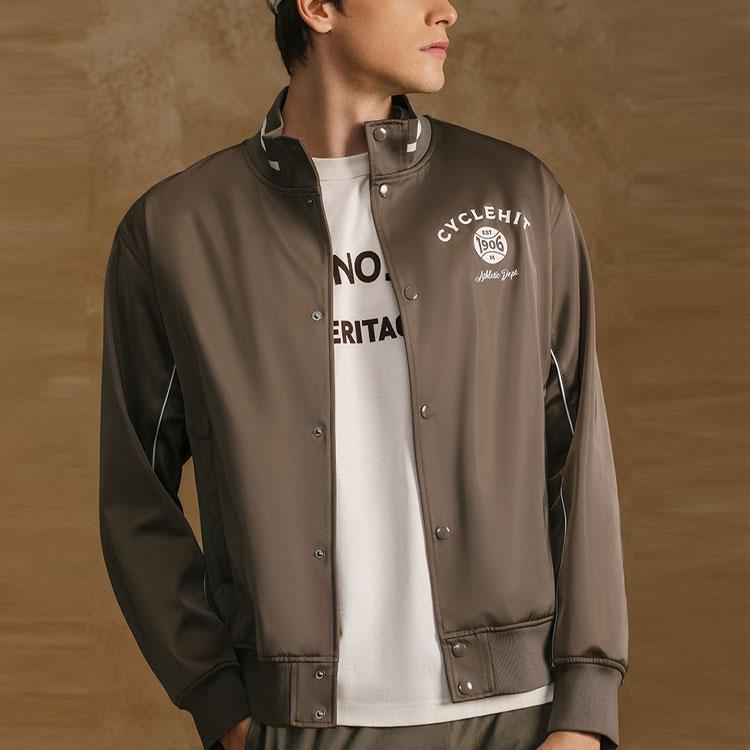 Mizuno Heritage Series Letter Print Design Casual Woven Loose Long Sleeve Jacket Men Jacket Olive-Green D2CE34H1-38