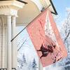 2D Flat, 1pc 2D Flat Decorative Flag, Japanese Samurai Cherry Blossom Pink Background Single-Sided Printed Flag, Traditional Oriental Knight Samurai S