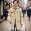 2023 Autumn/Winter Men's Slim Fit Double-Breasted Long-Sleeve Trench Coat In European & American Style