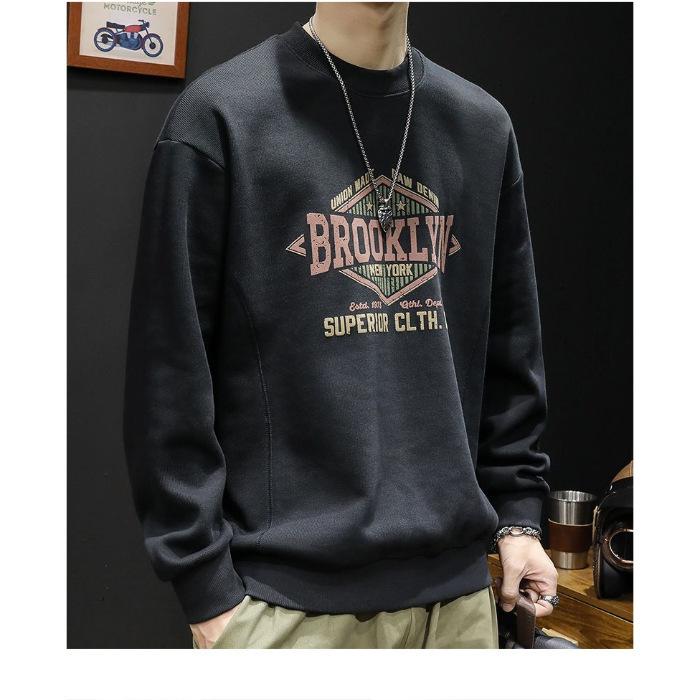Fleece new men s round neck Hong Kong style couple sweater women s high-end niche teen jacket S