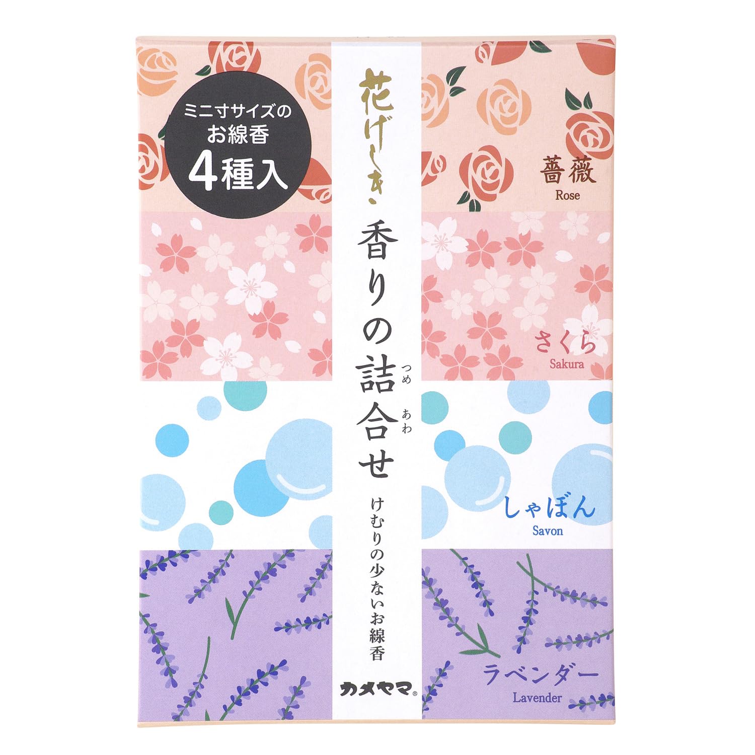 

Kameyama Hanageshiki Fragrance Assortment Mini Size 25g x 4 Types 80 Sticks x 4 Types Mini Size Incense Sticks Low Smoke Approx. Approx.
