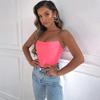 Sleeveless Off Shoulder Crop Tops Fashion Sexy Corset Vest Fluorescent Pink Women Bustiers Tops Edgy Clothes Y2k Top Clothing