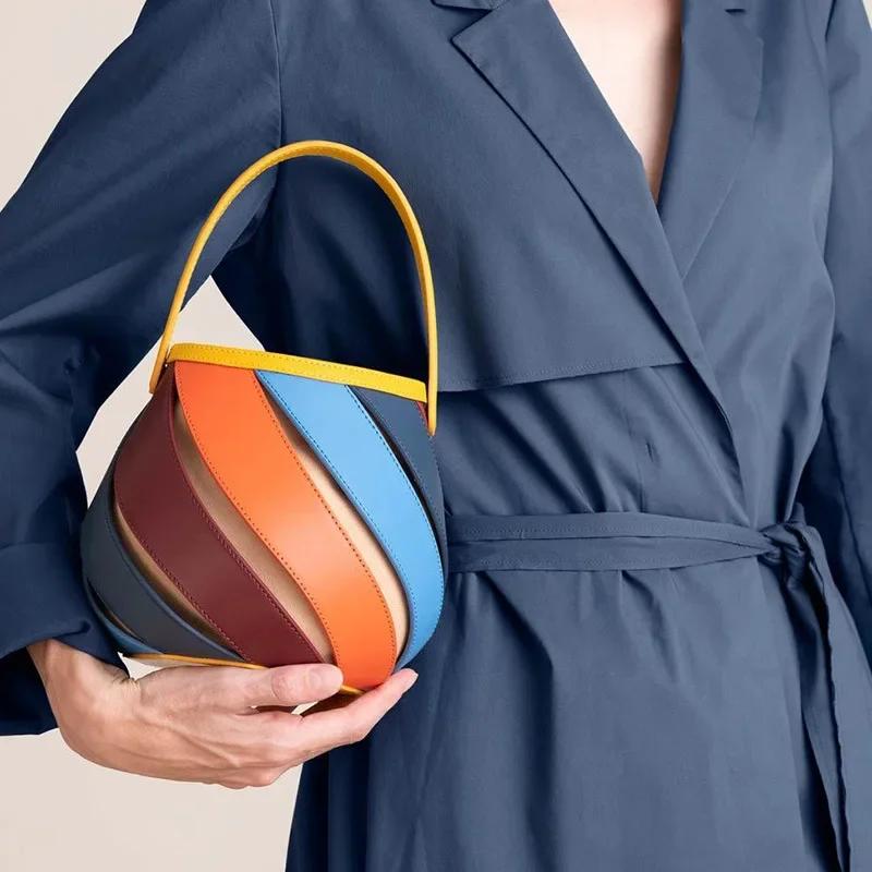 Luxury Brand Designer Women's Fashion Retro Geometric Bucket Bag Elegant Versatile Texture Ladies Handbag 2023 Sac À Main Femme