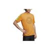 Men's Chest Logo Mesh Stripe Round Neck Short Sleeve Orange T-Shirt BV5599-886