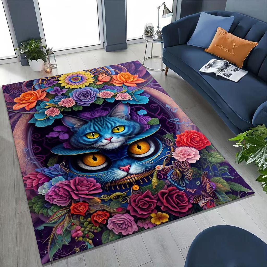Dream Cheshire Cat Alice in Wonderland Cartoon Rug for Bedroom Living Room Sofa Home Doormat Decor, Large Kid Non-slip Floor Mat