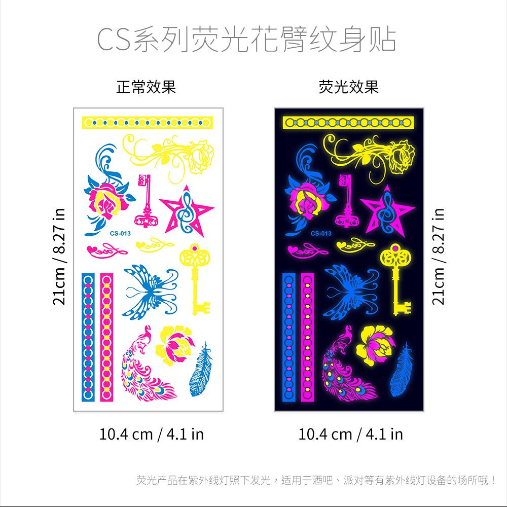 Hot Creative Fluorescent Flower Arm Tattoo Sticker Face Sticker Waterproof Music Festival Arm Tattoo Sticker