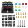 8 Way Blade Fuse Box Holder Fuse Blocks with LED Indicator 10Pcs Fuses 10Pcs Connector Terminals for