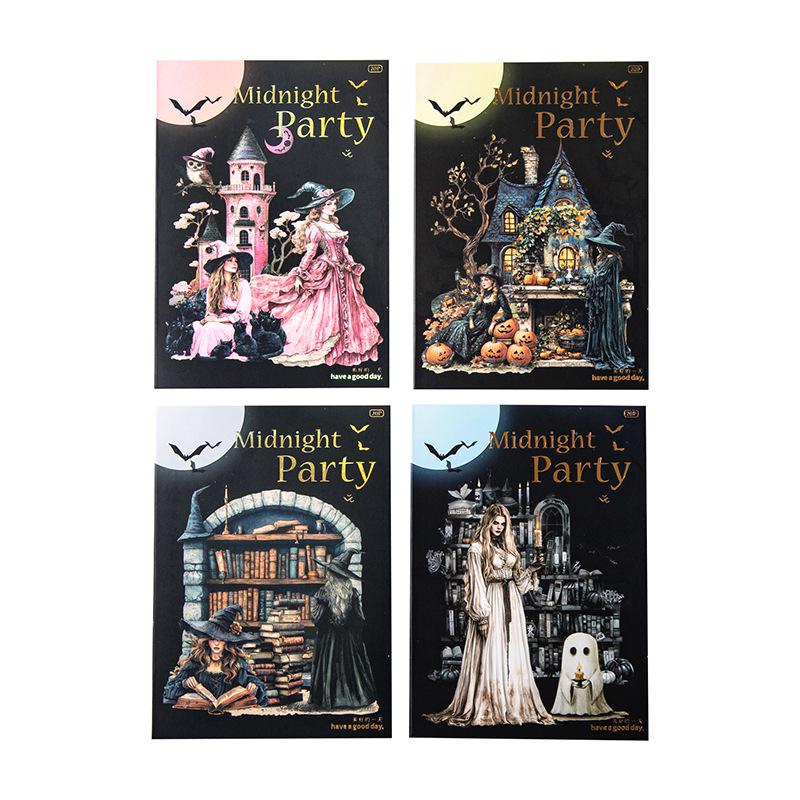 Mitternachts Gothic Party Stickerbuch: 4 Stile für Notizbücher & Dekoration