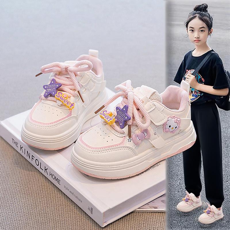 Girls cartoon cute board shoes 2025 autumn new children's sports shoes fashion casual shoes girls white shoes tide