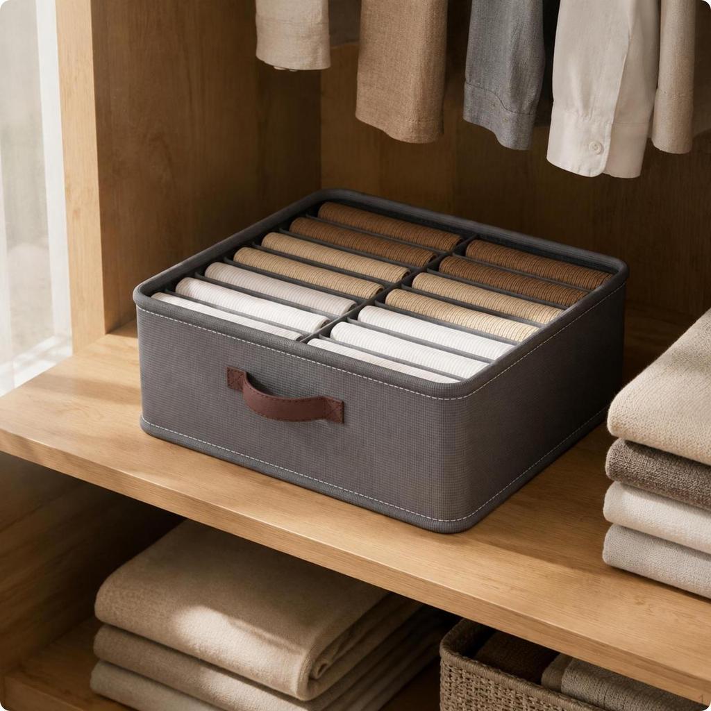 Compartment Storage Box Easy To Sort Wardrobe Clothes Organizer Space Saving Bin