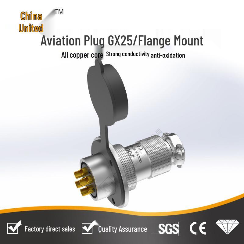 Авиационный разъем серии GX: Разъем 2-5 Pin, Папа-Мама GX25 3-pin female