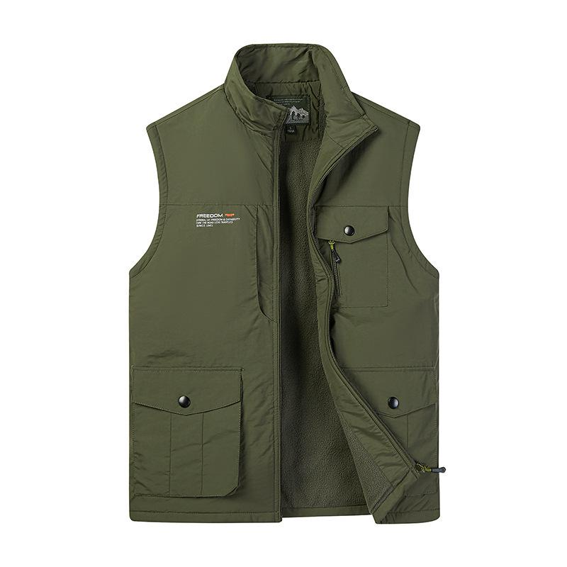 Male Autumn and Winter Middle-aged Outdoor Casual Velvet Warm Vest Worn on Both Sides