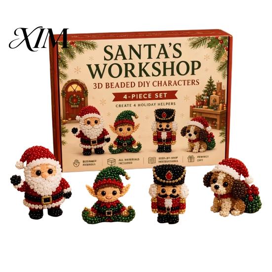 Festliches Feiertagsgeschenk 3D Perlen-Bastelset, Lebensechtes Weihnachtstier-Perlenbastelset, Partygeschenk Handgemachtes Einfaches Stickset für Kinder und Erwachsene Katze