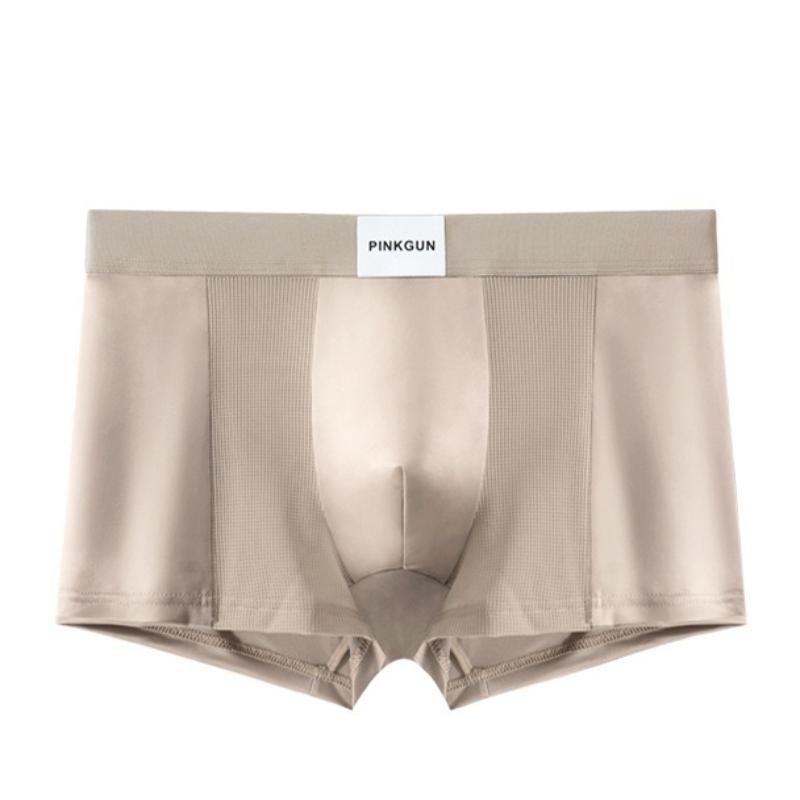 Men's Underwear Boxer Ice Silk Seamless Boxers Solid Color Breathable Shorts Underpants 2XL-4XL
