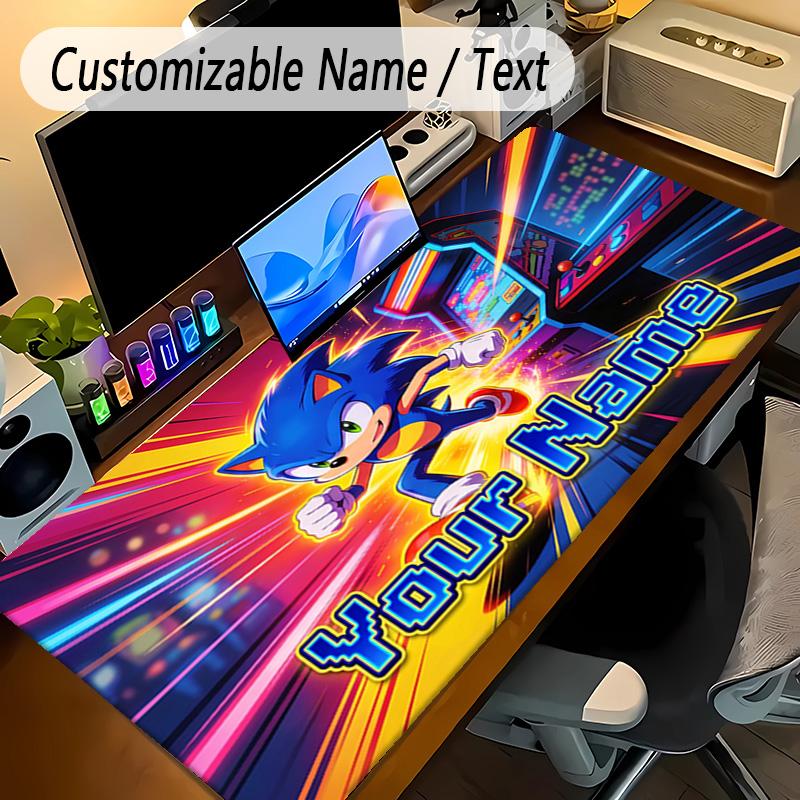 Large Mouse PadSonic Custom Name Text Personalized Desk Mat Non Slip Gaming Pad