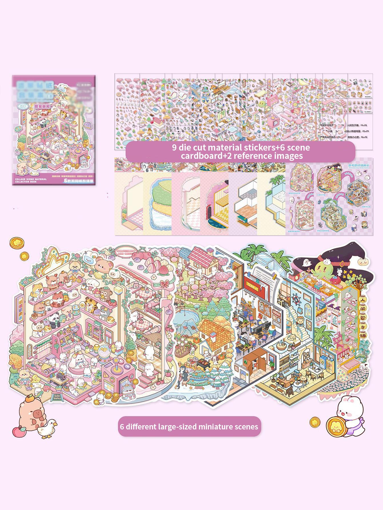 Miniature Scenery Sticker Collection Extra-Large Handmade DIY Stickers for Scrapbooking Planner Supplies