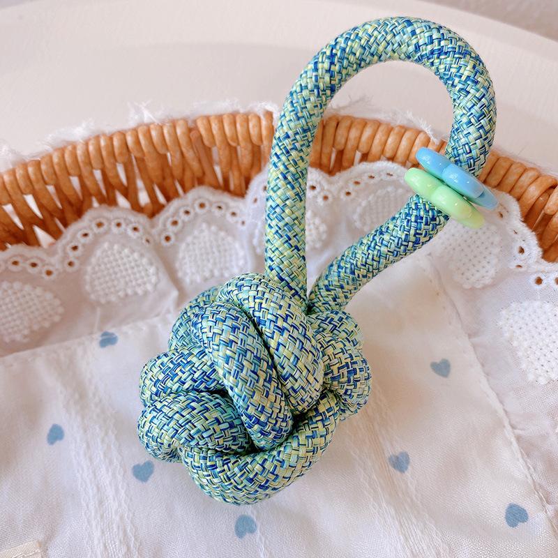 Women's Car Keychain Knotted Rope Floral Design Non-Slip Lightweight Bag Charm Portable Key Decor for Travel Commute Use