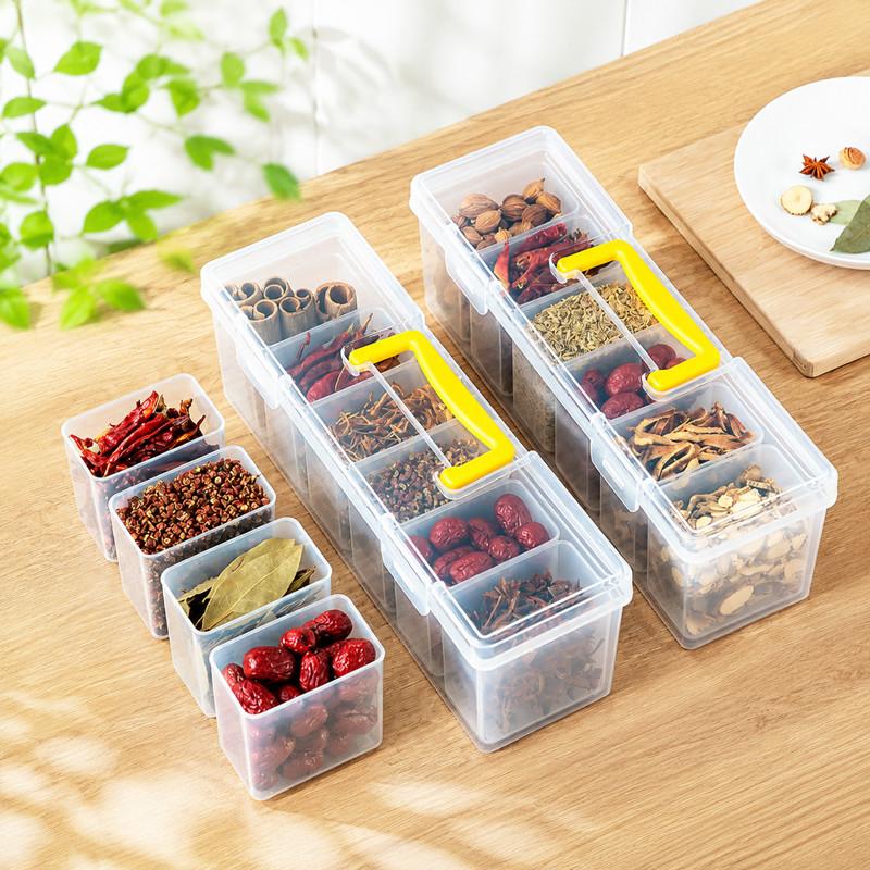 Kitchen Spice Storage Box Kitchen Spice Container Household Divided Compartments Large Capacity Spice Storage Food Storage Box 24*9.5*9cm