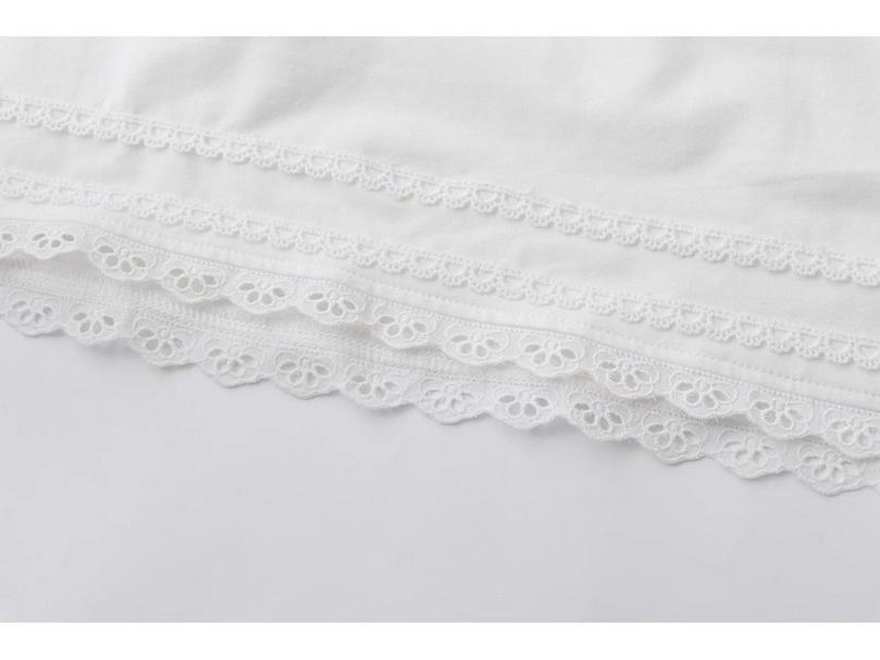 Korean Style Lace Trim Patchwork Cotton White T-Shirt