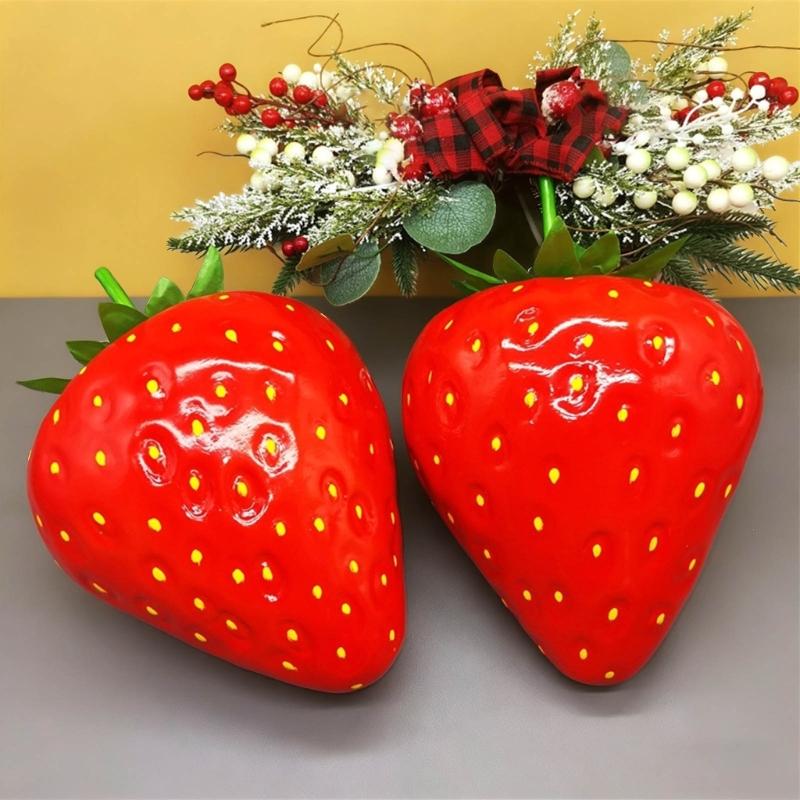 Artificial Strawberry Fruit Decoration Crafted From Solid Materials Ideal For Festival Event Creative Displays And Household Styling Portable