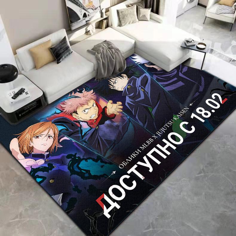 Jujutsu Kaisen 3D kreslený anime oblastní koberec Obývací pokoj Ložnice podložka na podlahu Kuchyň Protiskluzová matná podložka Koberec do dětského pokoje