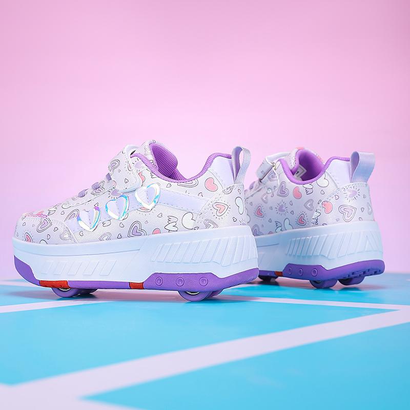TUINANLE ბავშვთა როლიკები მოდური გარე სპორტული ფეხსაცმელი ახალი LED განათებიანი ფეხსაცმელი საყვარელი საბავშვო კედები გოგონასთვის