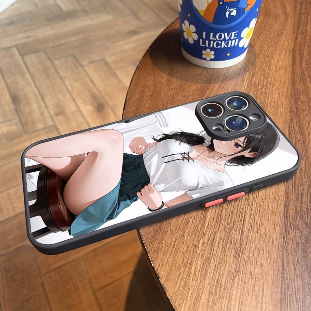 Cute Cartoon Japanese Anime Girl Matte Cover Phone Case For iPhone 16 15 14 11 12 13 Mini Pro Max X XR XS Shockproof