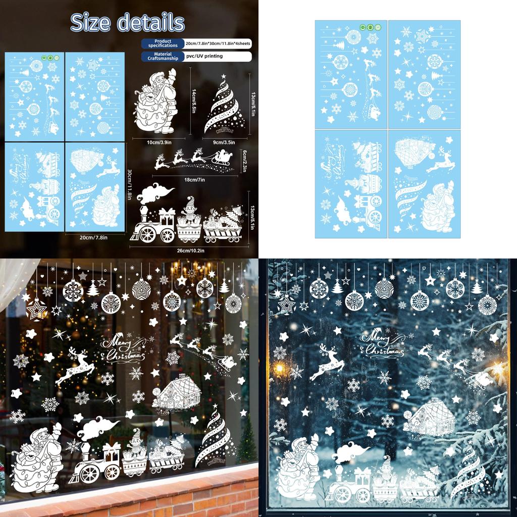 Christmas Window Sticker Pvc Decor With Santa Balls For Holiday Festivities
