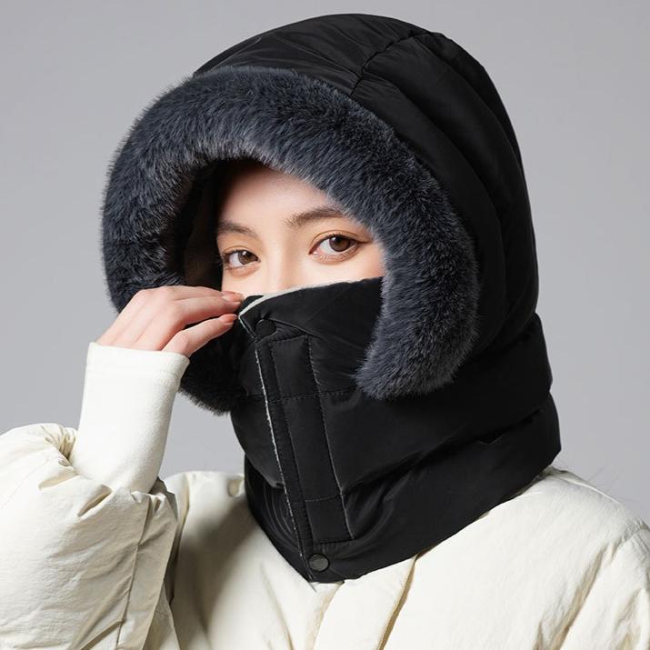 Mädchen Winter Warmer Ohrenschutz Daunenmütze Lei Feng Mütze Schal Integriert Verdickte Ärmel Winddichte Fahrradmütze