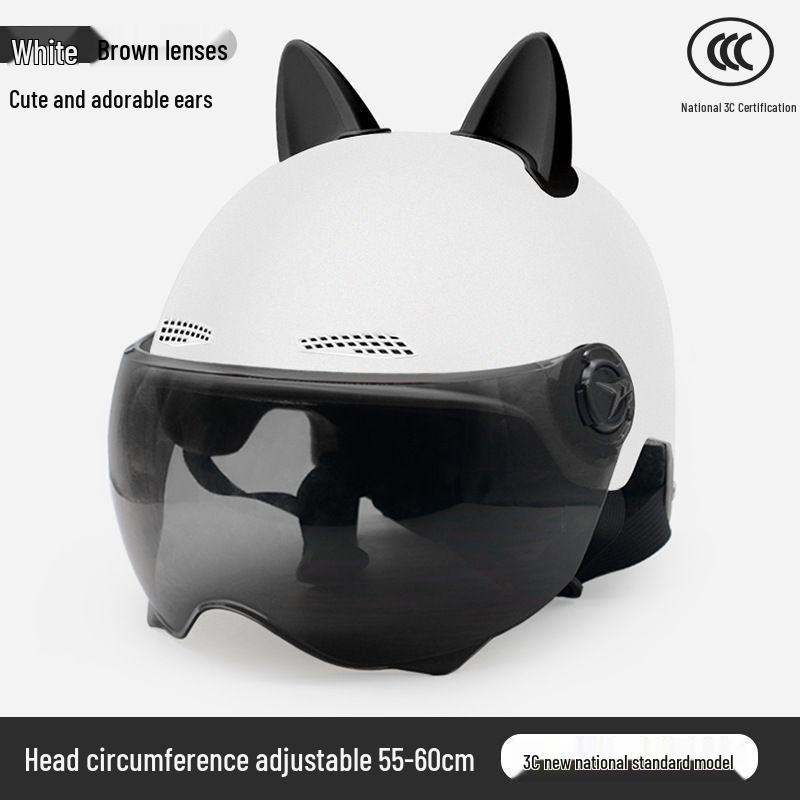 Unisex Cute Cat Ear Cycling Helmet - Summer Sun Protection, Certified for Electric Scooter, Universal Fit