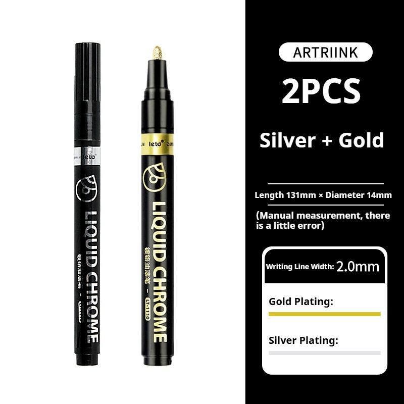 6/1pcs Chrome Pen Marker Reflective Mirror Electroplating Paint Repair Marker For Rock Ceramic Glass 0.8/1/2mm Nib Art Craftwork