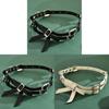 Modisches Choker-Halsband mit doppellagiger Schmetterlingsschleife aus Leder, verstellbar für Damen