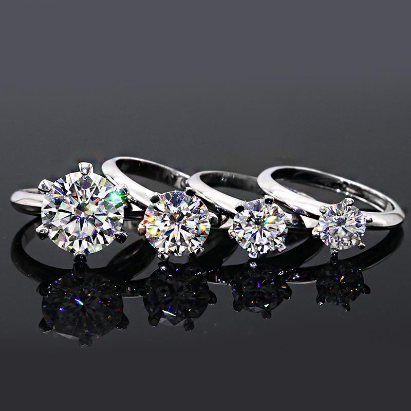 0.5-10ct Round Cut Moissanite Wedding Ring Gra Certified Classic 6 Claw  Copper18k Gold Plated Engagement Bands Fine Jewelry