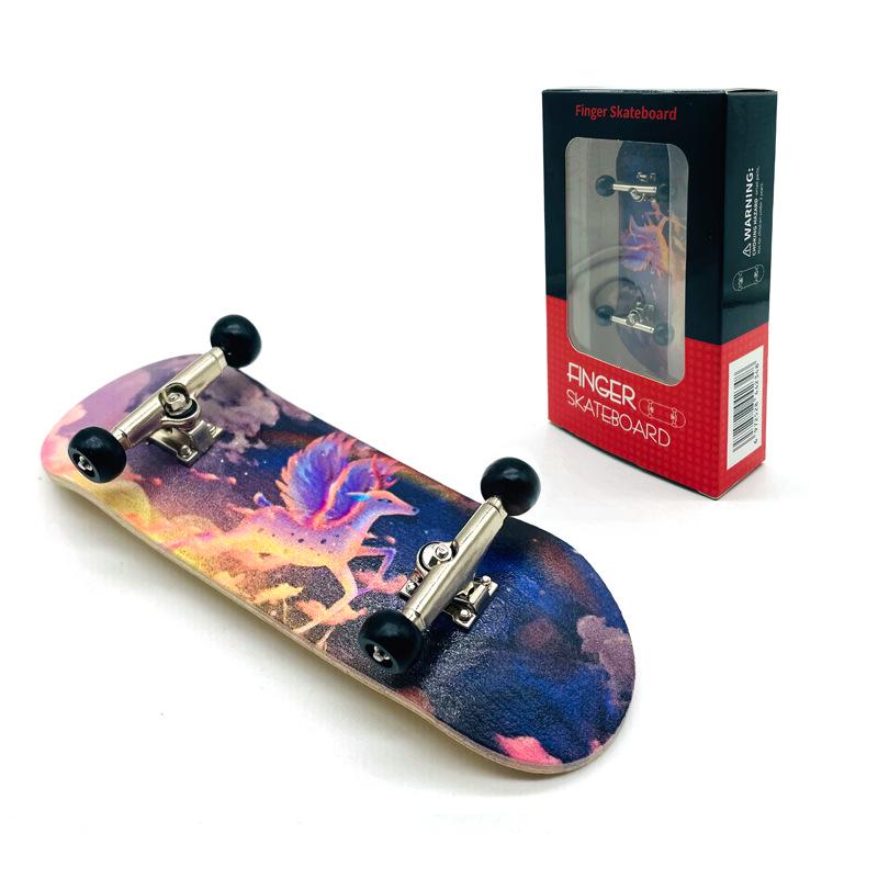 Maple Finger Skateboard with Bearings and Wheels - Mini Double Rocker Board for Kids' Creative Play