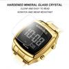 NAVIFORCE Women Digital Waterproof Watch Casual Sport Multifunction Stopwatch Gold Square Luminous Date Dial Stainless Steel Strap NF5047