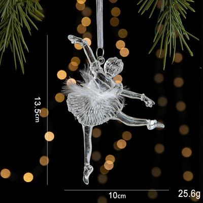 Christmas Ice Crystal Pendant Xmas Tree Pendant Transparent Acrylic Angel Light Luxury Scene Decoration Props New Year 2025
