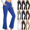 Pantaloni de yoga sexy pentru femei la modă, cu talie înaltă, cu picioare late, de culoare uni, pantaloni de yoga pentru exerciții