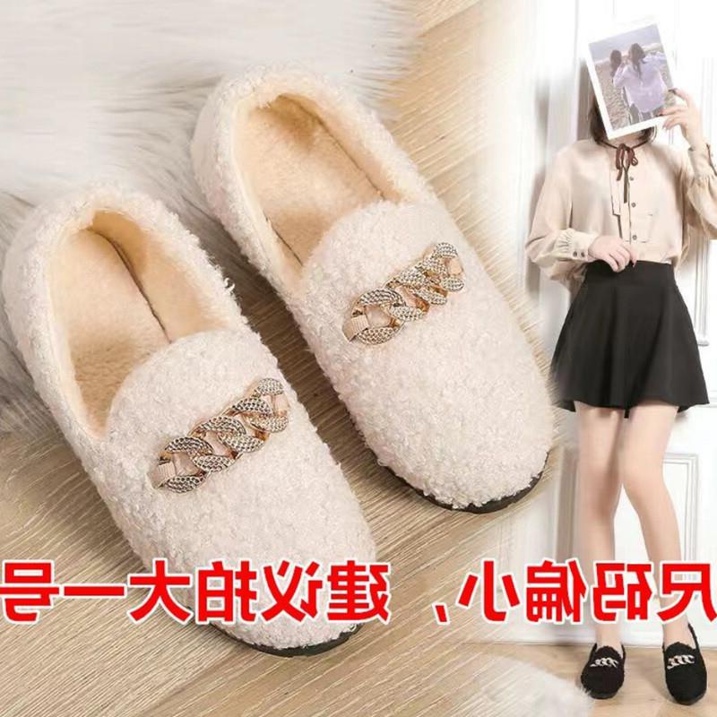 

Носите хлопчатобумажные туфли с бархатом осенью и зимой пушистые туфли студенческие корейские версии универсальные туфли Doudou женские теплые туфли с плоской подошвой новые модные 40