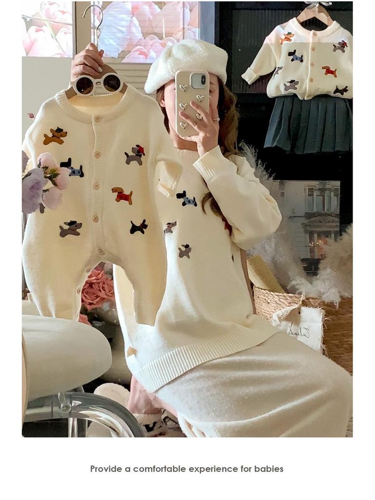 Premium Knitted Family Outfits for Spring & Autumn: Matching Sets for Parent-Child (3 or 4) - Mother-Son & Mother-Daughter Styles