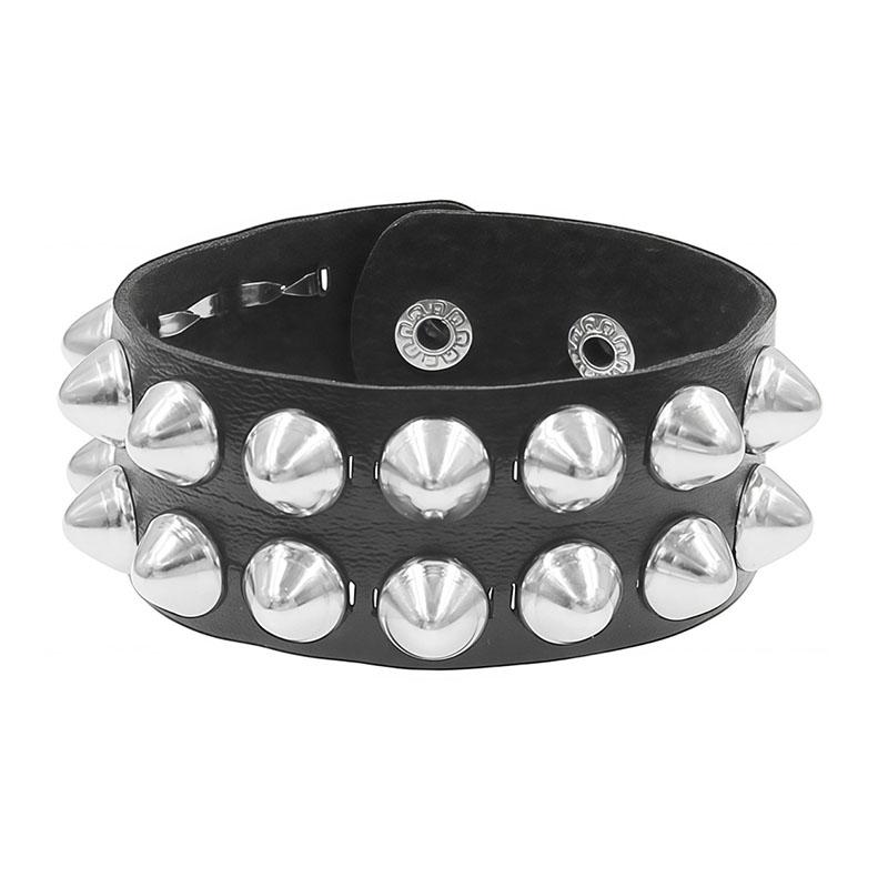 Punk Spike Stud Leather Bracelet Hip Hop Rock Wide Cuff Bangle Steampunk Hand  Classic Rivet Wristband Hand  New